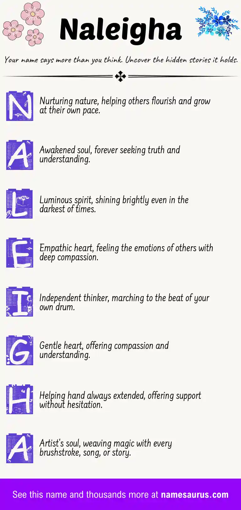 Acrostic poem about Naleigha.