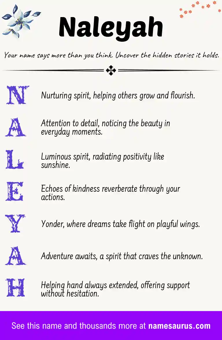Acrostic poem about Naleyah.