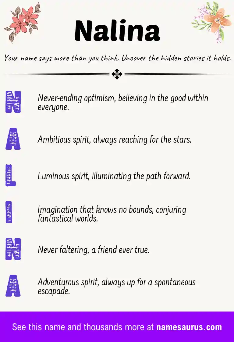 Acrostic poem about Nalina.