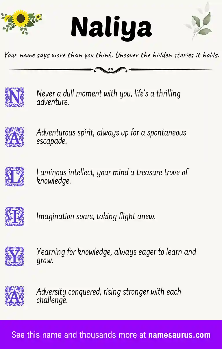 Acrostic poem about Naliya.