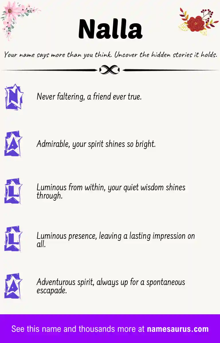 Acrostic poem about Nalla.