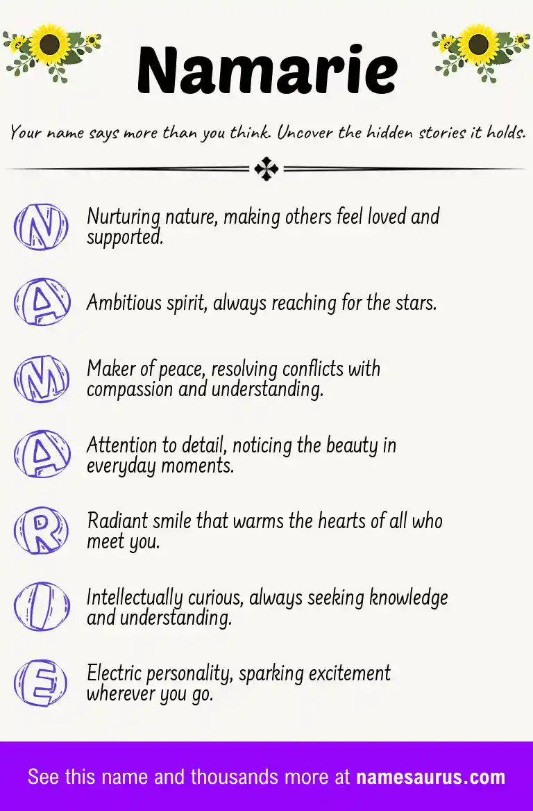Acrostic poem about Namarie.