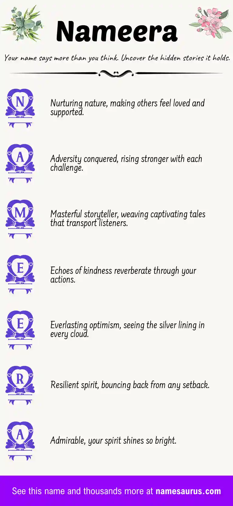 Acrostic poem about Nameera.