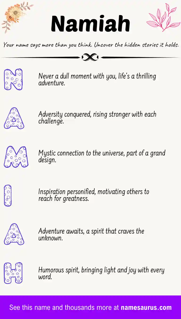 Acrostic poem about Namiah.