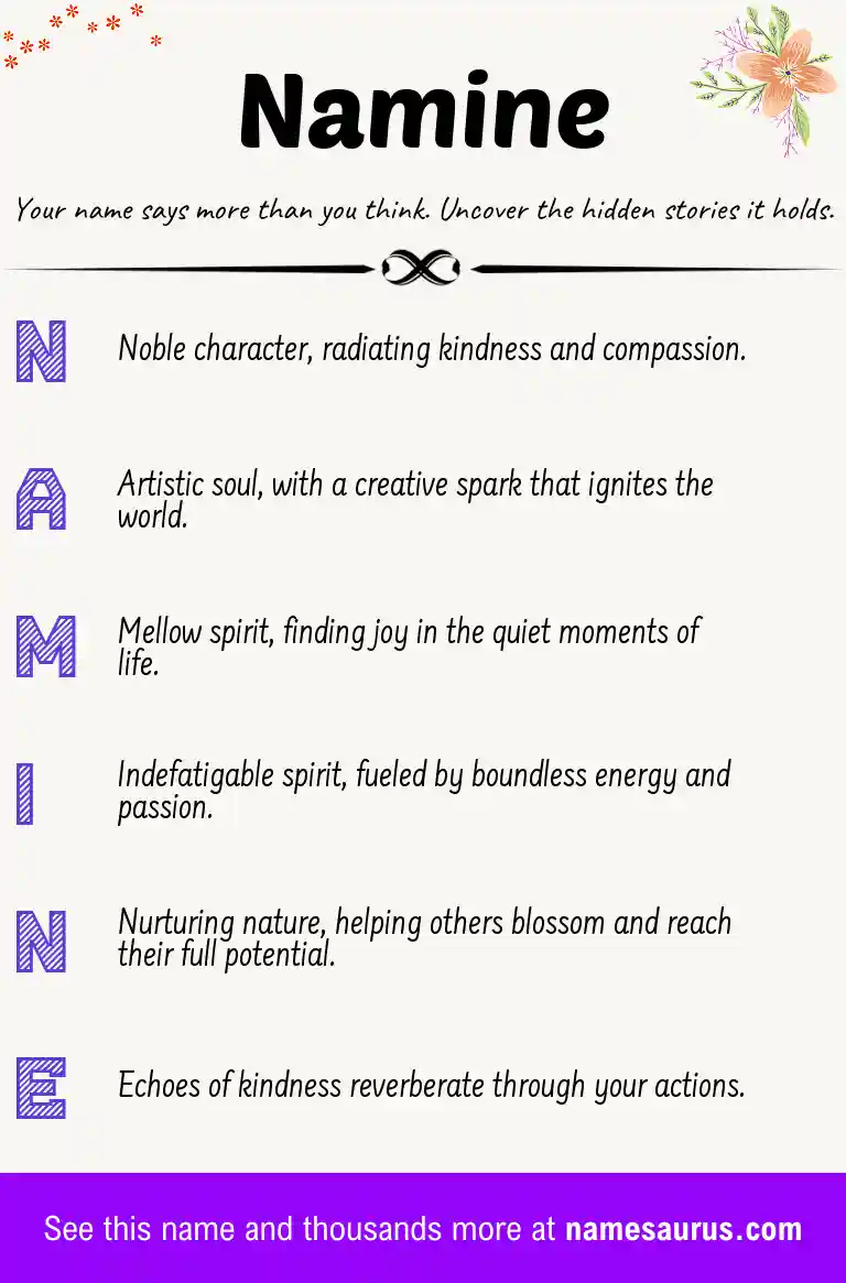 Acrostic poem about Namine.