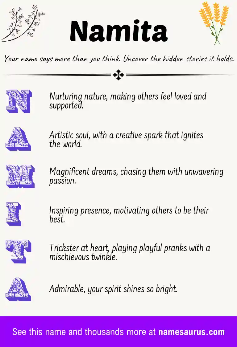 Acrostic poem about Namita.