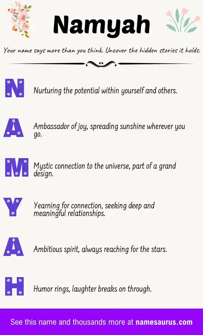 Acrostic poem about Namyah.