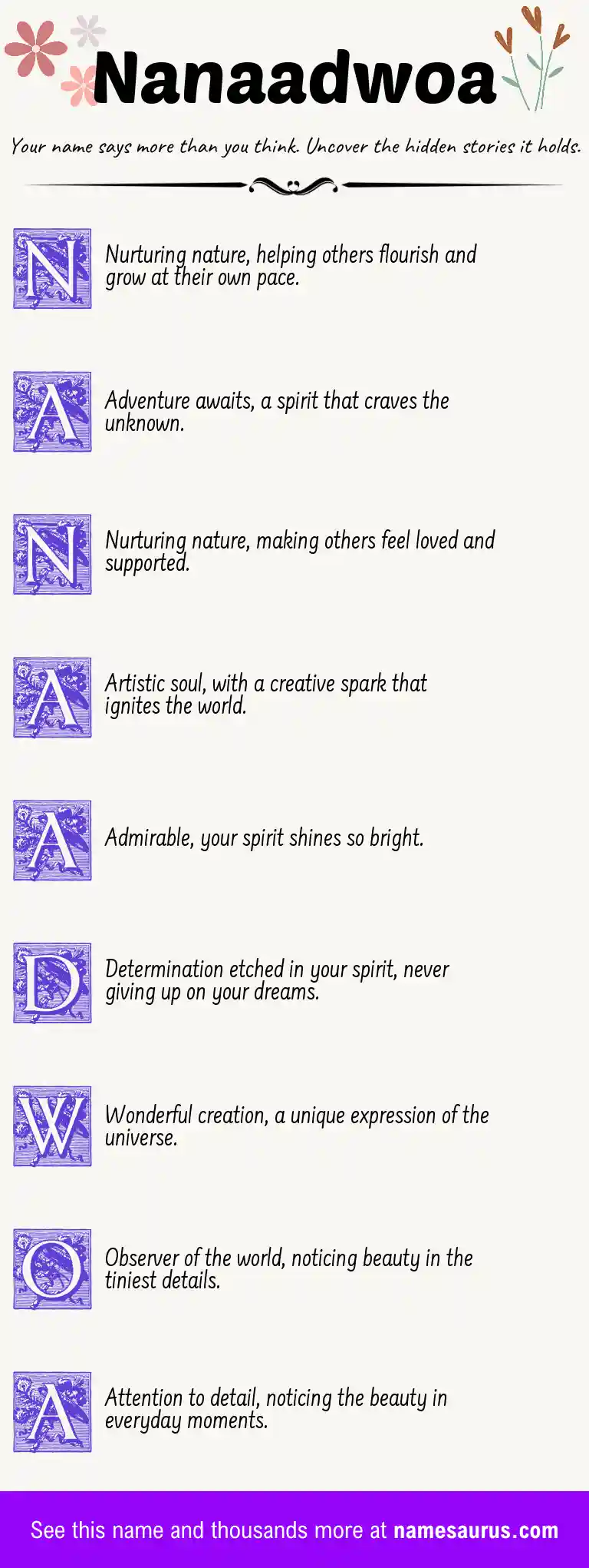 Acrostic poem about Nanaadwoa.