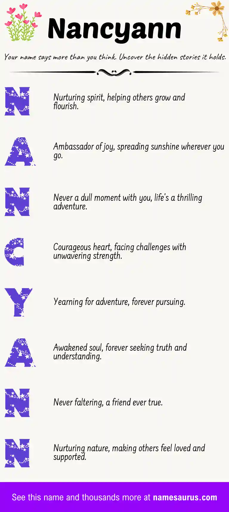 Acrostic poem about Nancyann.