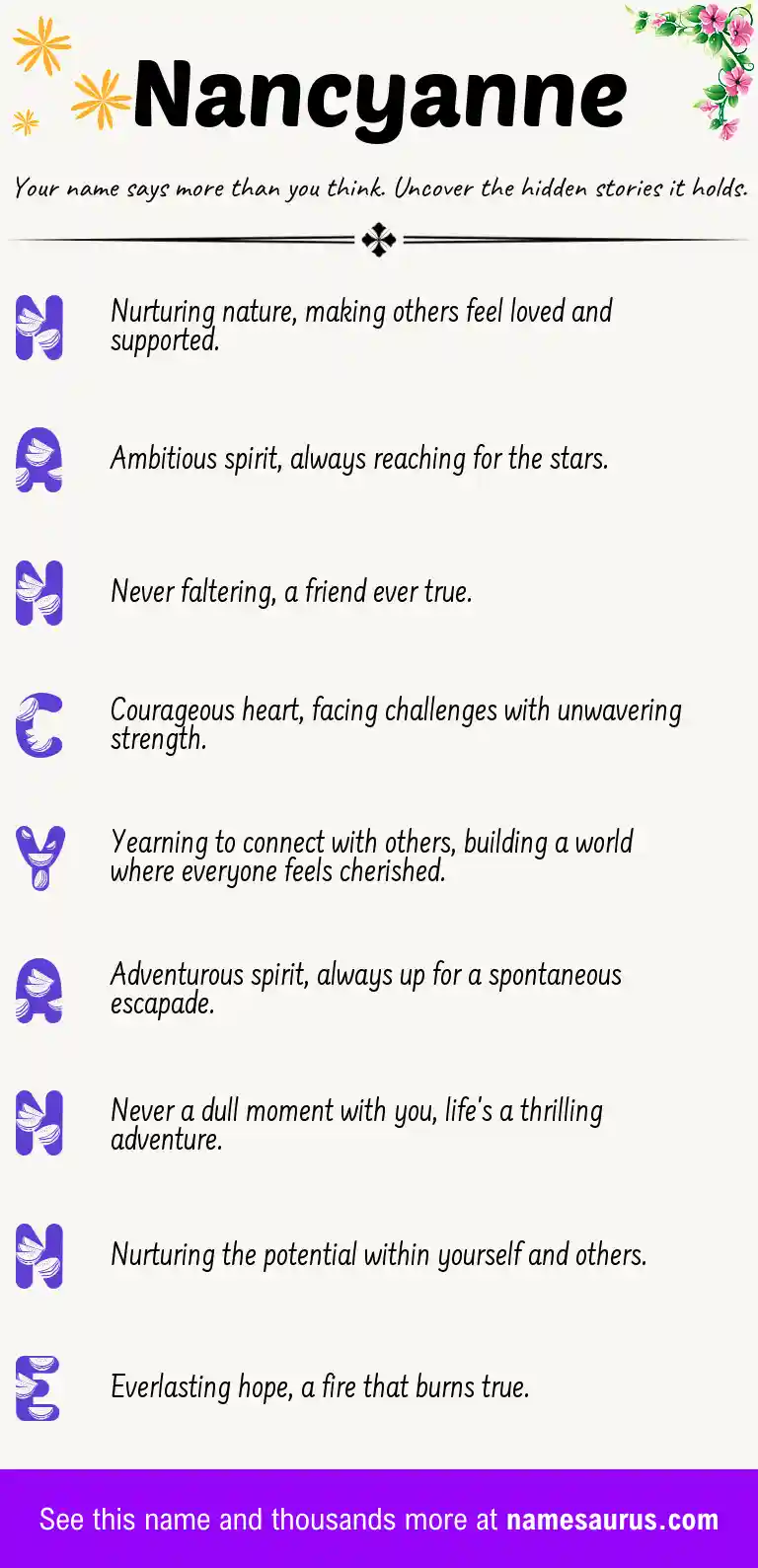 Acrostic poem about Nancyanne.