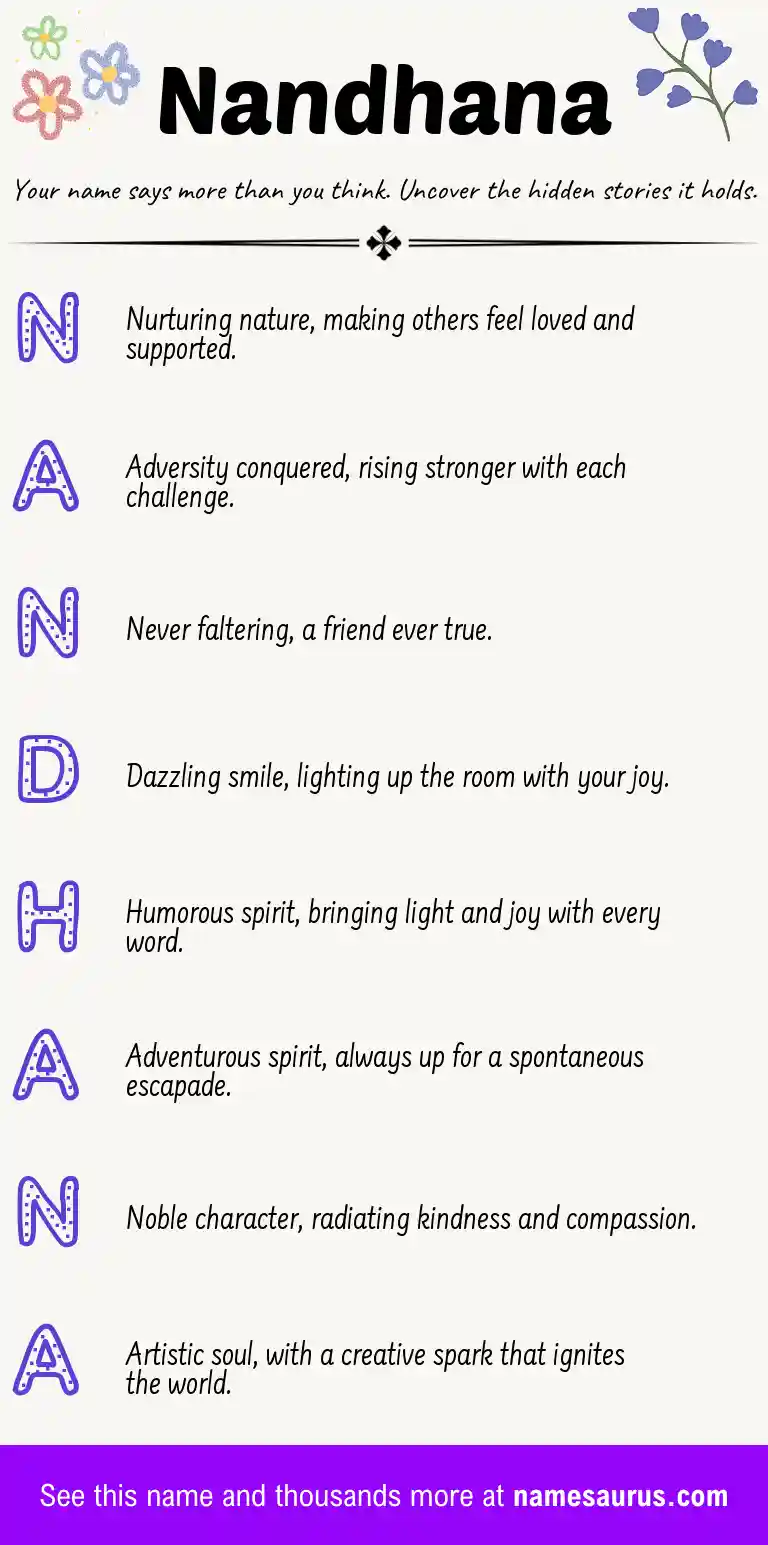 Acrostic poem about Nandhana.