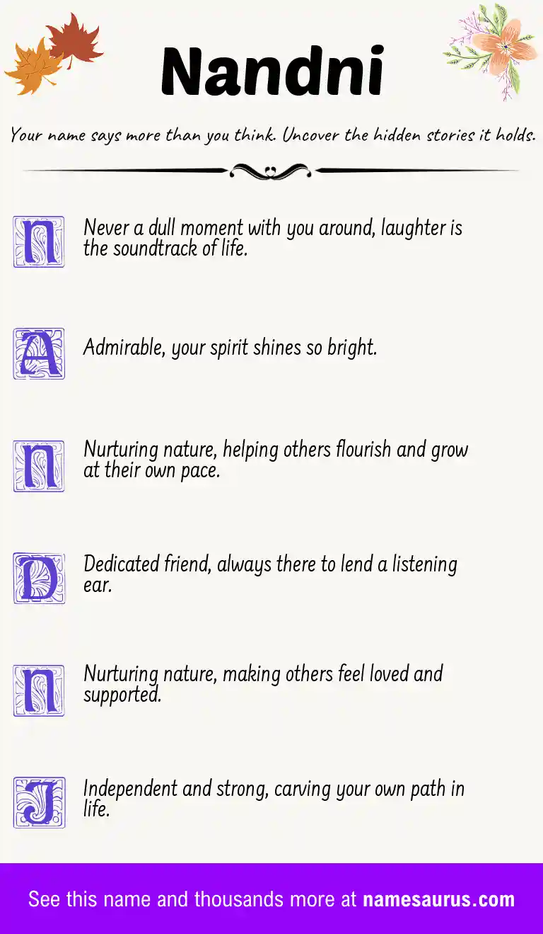 Acrostic poem about Nandni.