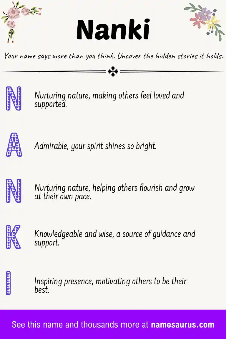 Acrostic poem about Nanki.