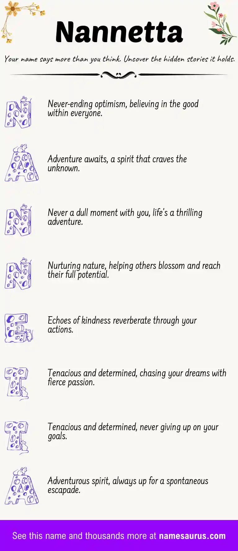 Acrostic poem about Nannetta.