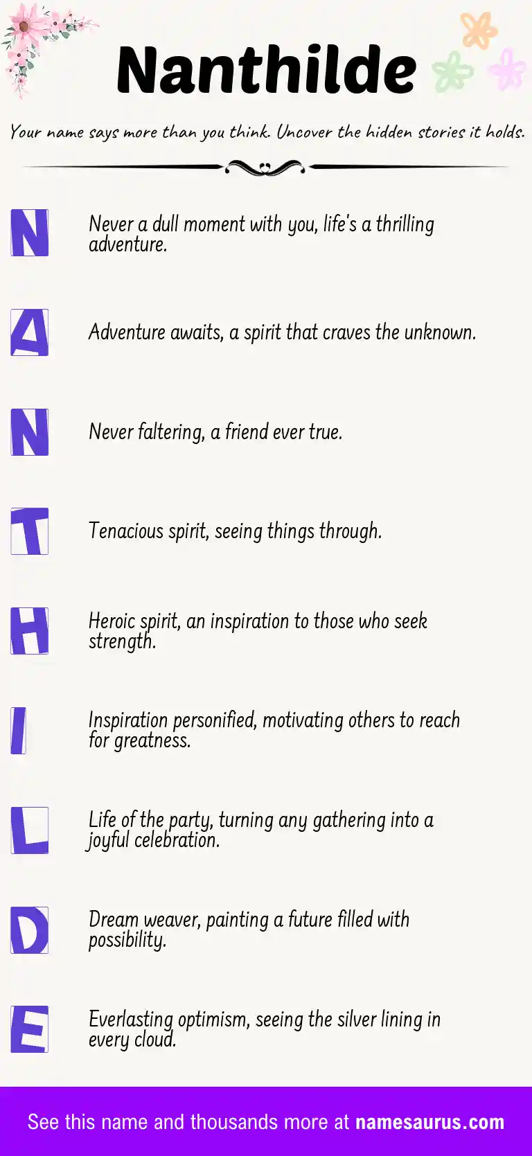 Acrostic poem about Nanthilde.