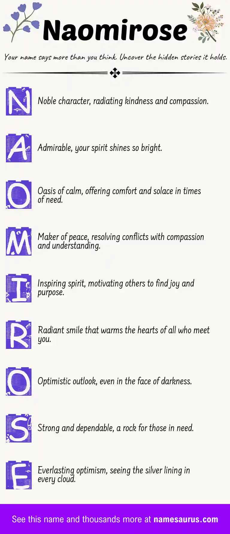 Acrostic poem about Naomirose.
