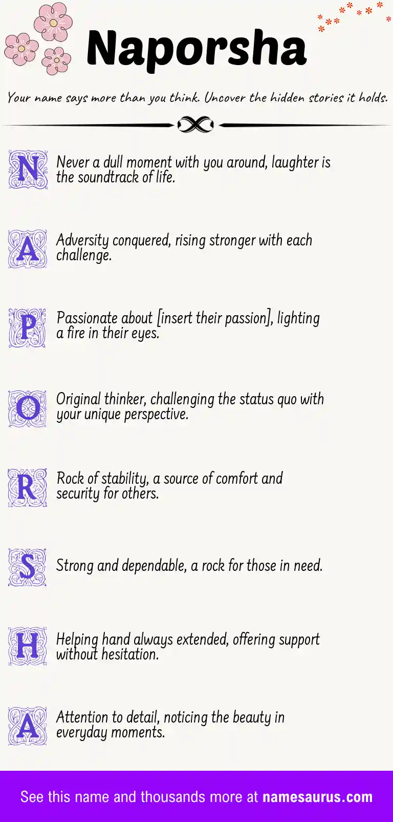 Acrostic poem about Naporsha.