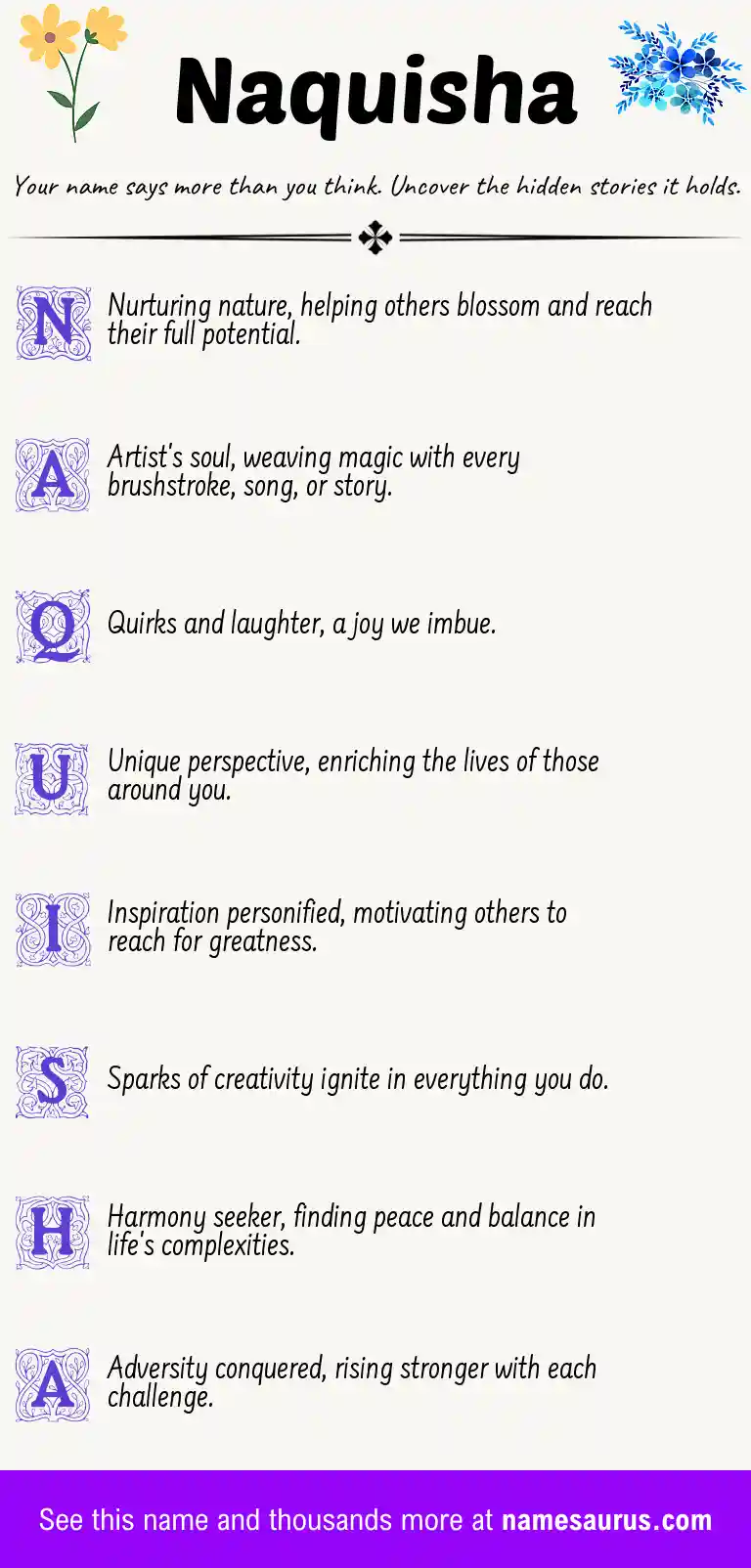 Acrostic poem about Naquisha.