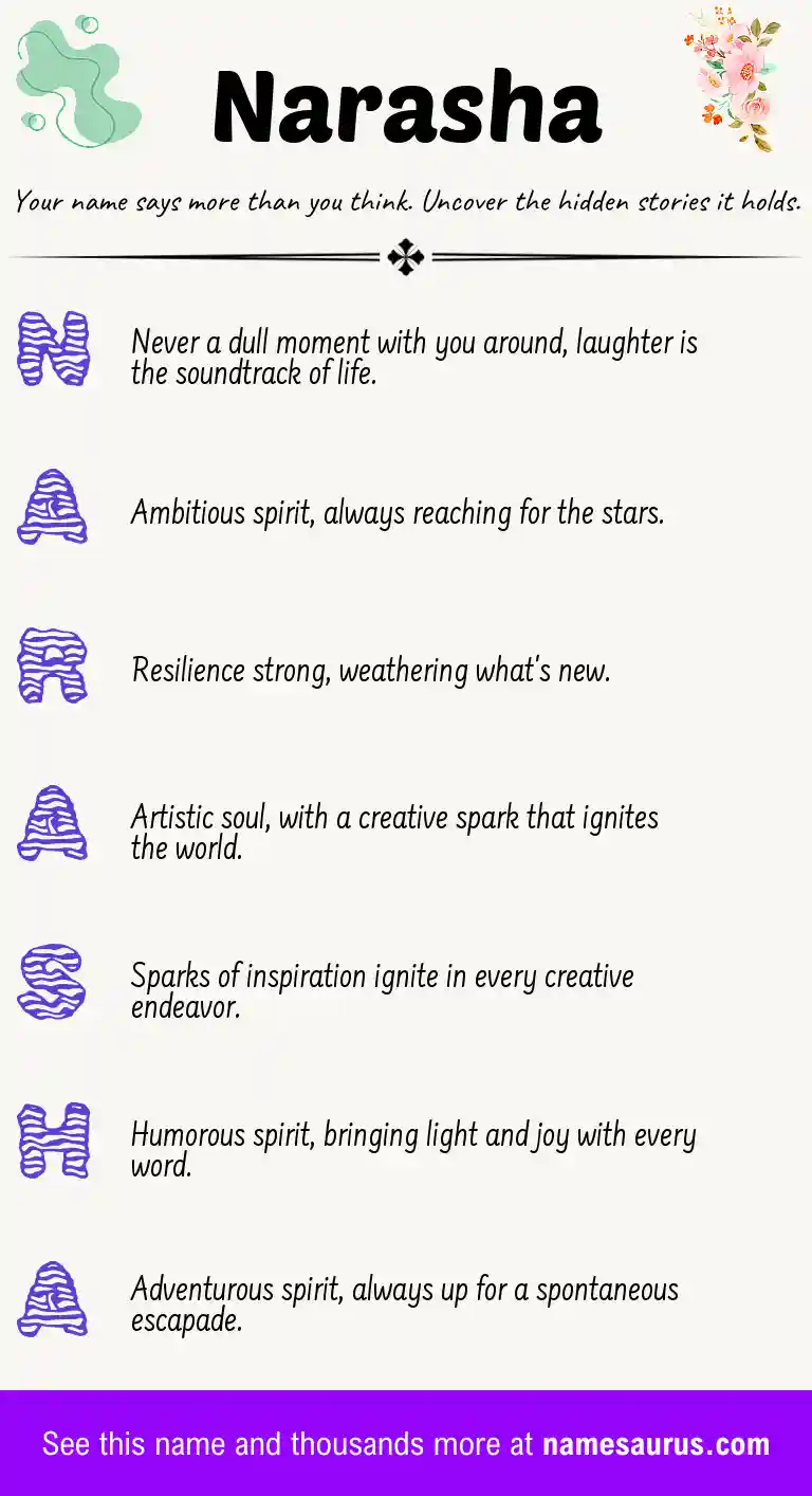 Acrostic poem about Narasha.