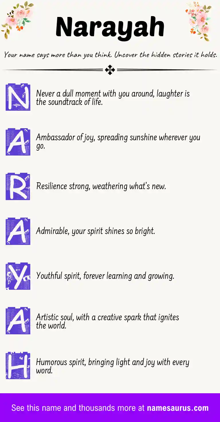 Acrostic poem about Narayah.