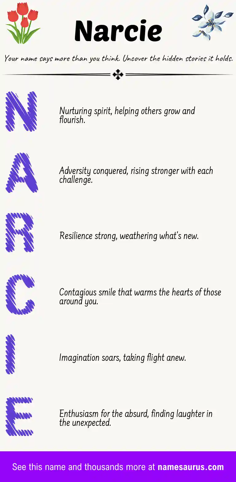 Acrostic poem about Narcie.