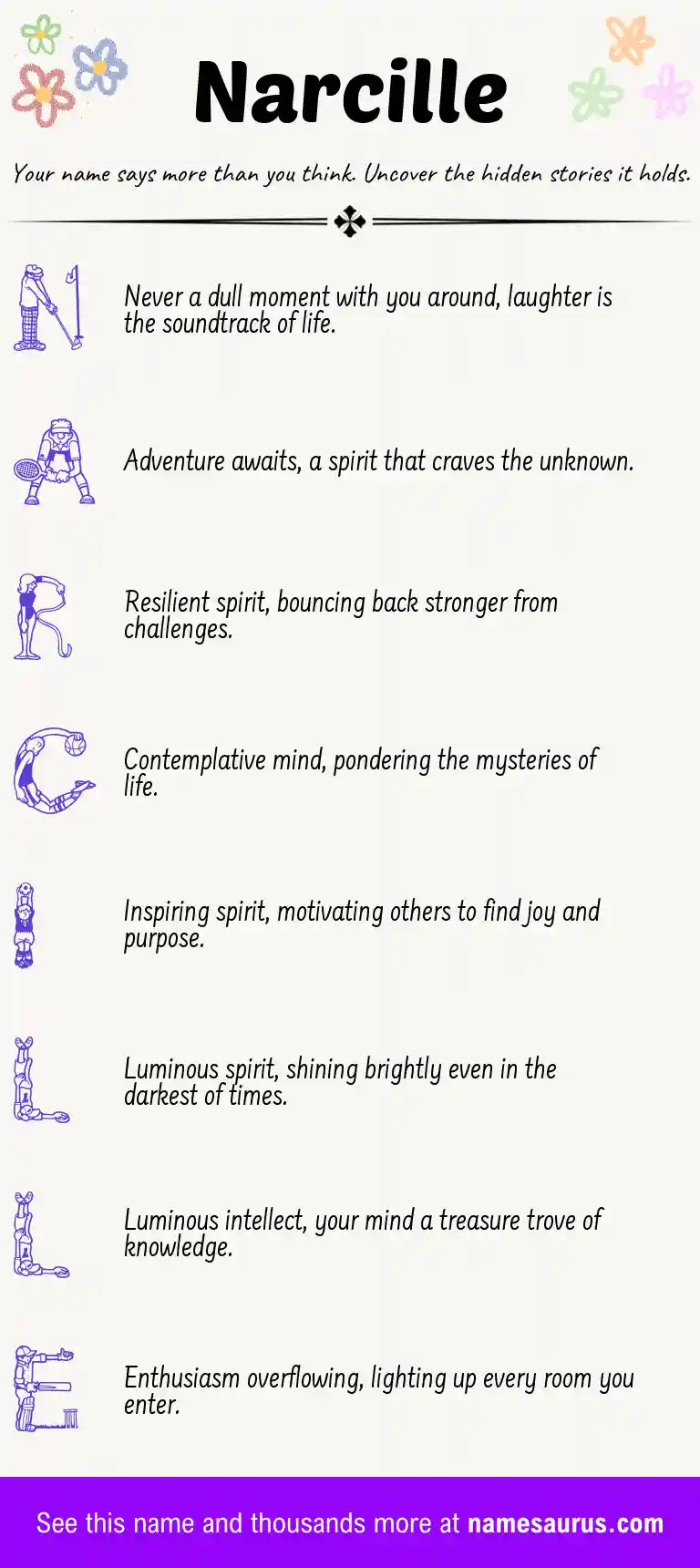 Acrostic poem about Narcille.