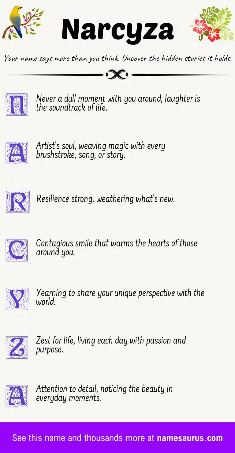 Acrostic poem about Narcyza.