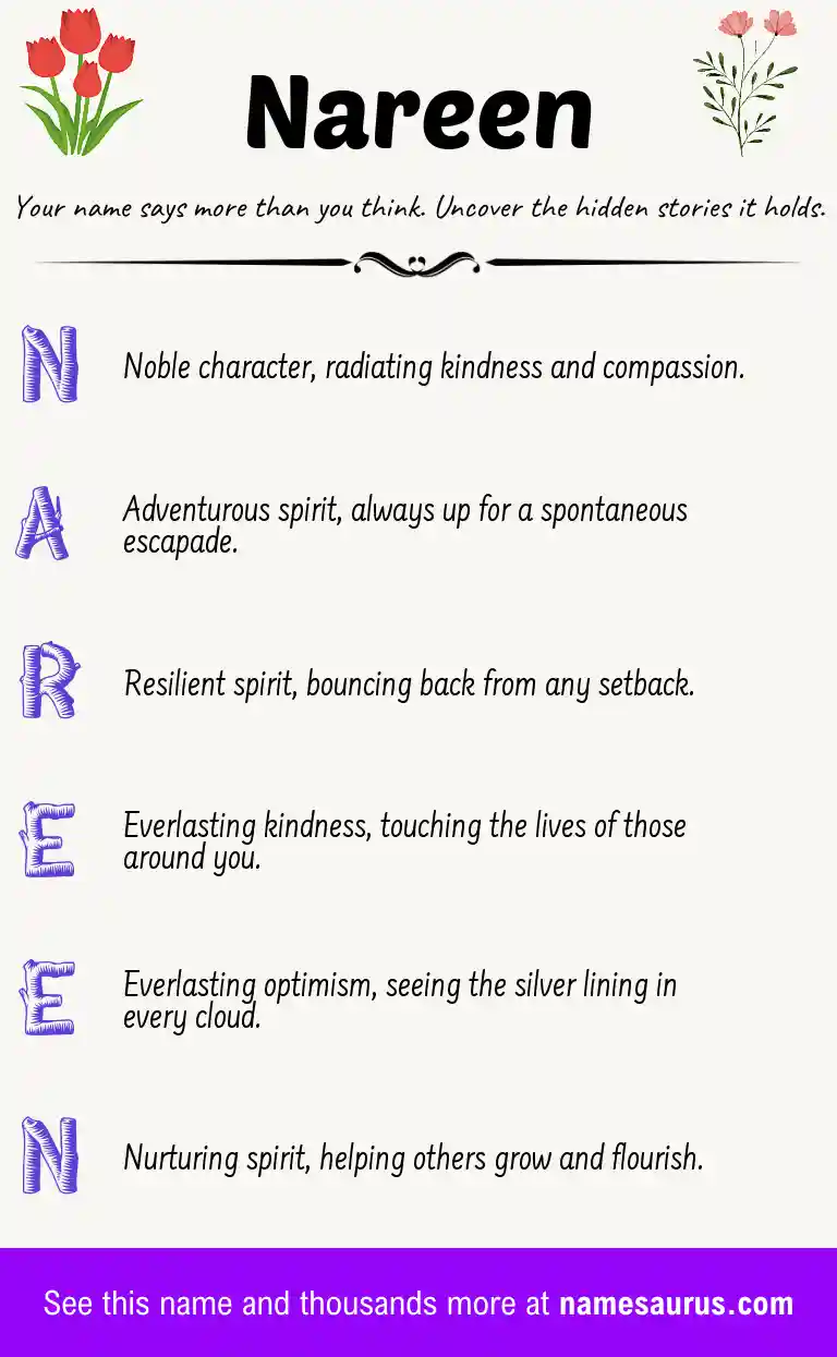 Acrostic poem about Nareen.