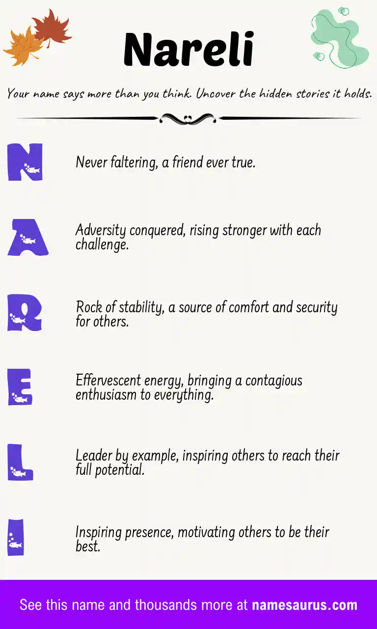 Acrostic poem about Nareli.