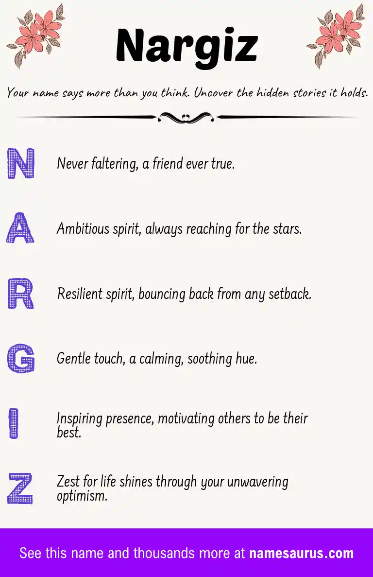 Acrostic poem about Nargiz.