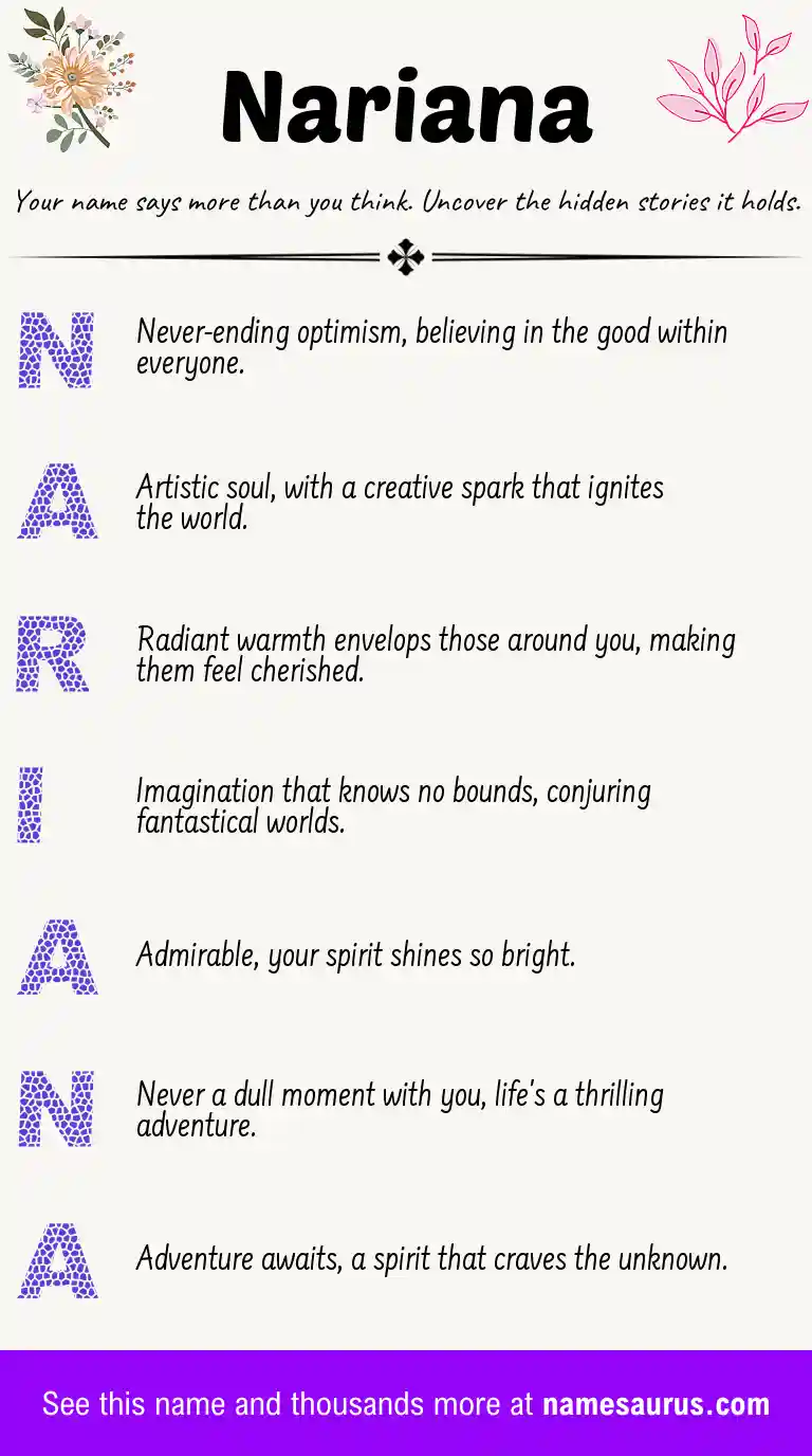 Acrostic poem about Nariana.