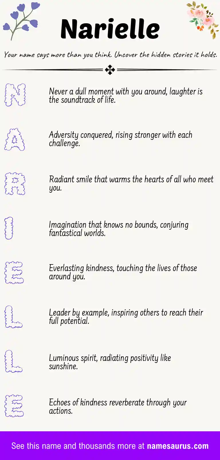 Acrostic poem about Narielle.
