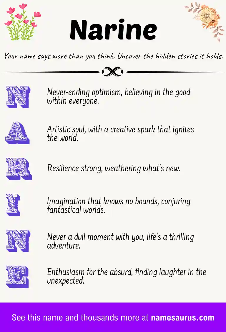 Acrostic poem about Narine.