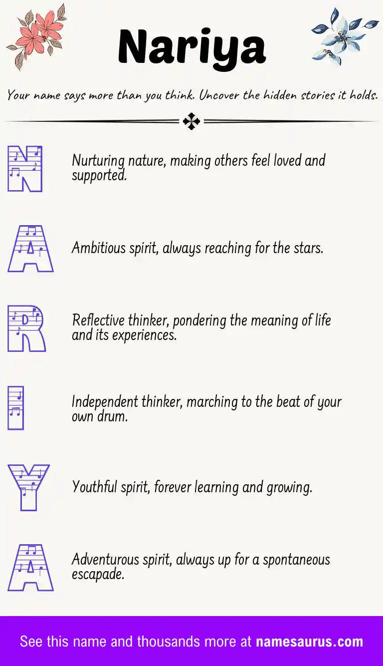 Acrostic poem about Nariya.