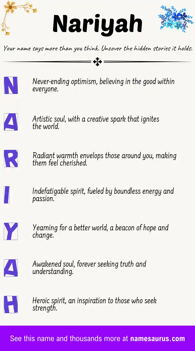 Acrostic poem about Nariyah.