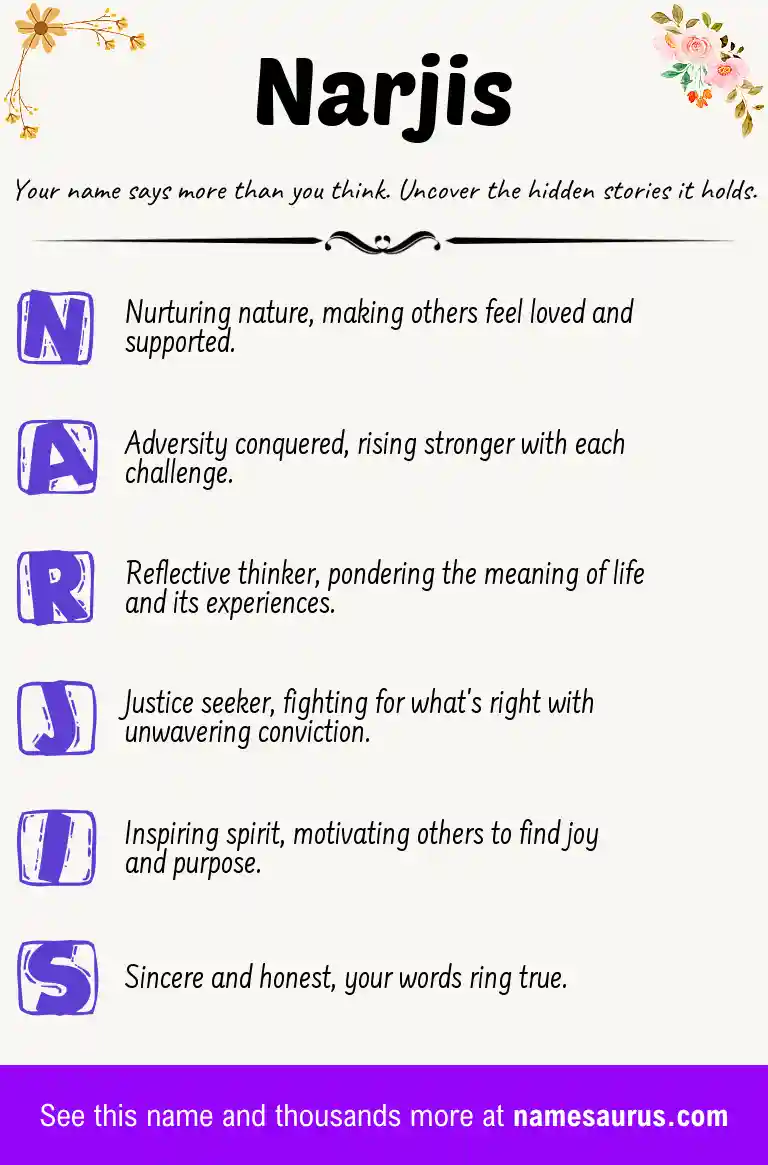 Acrostic poem about Narjis.