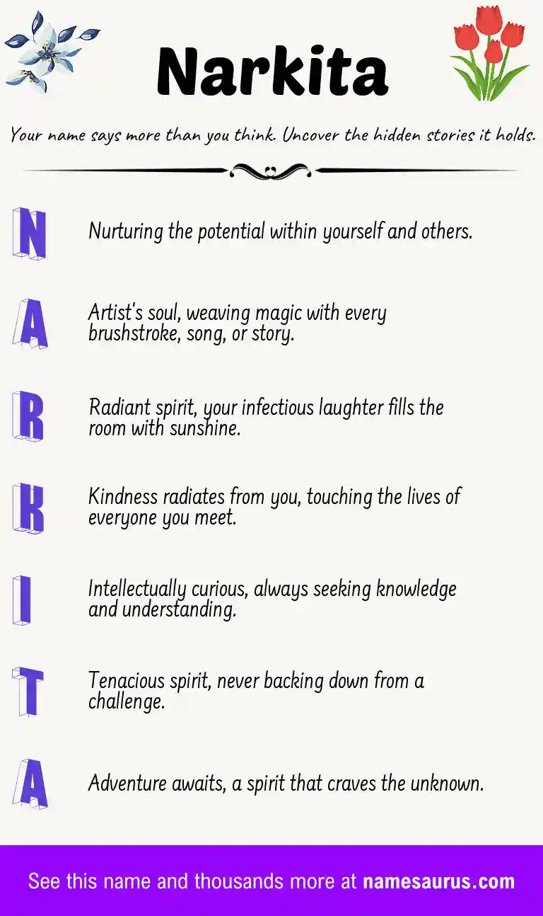 Acrostic poem about Narkita.