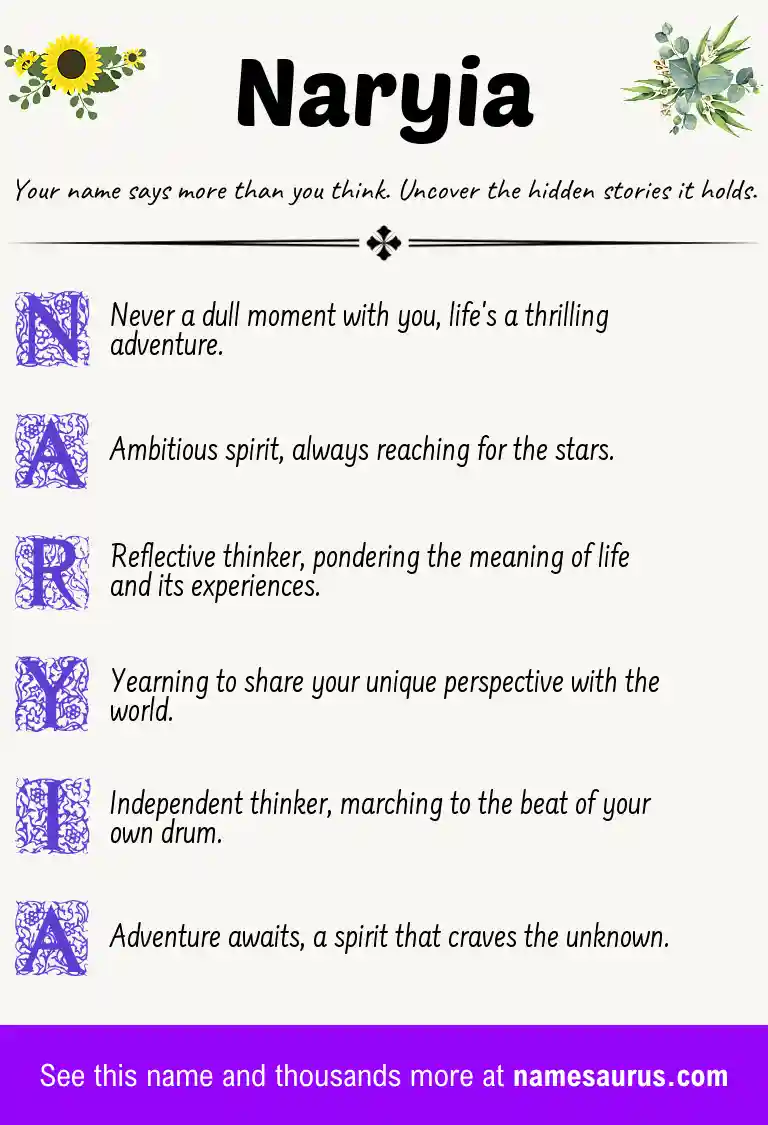 Acrostic poem about Naryia.