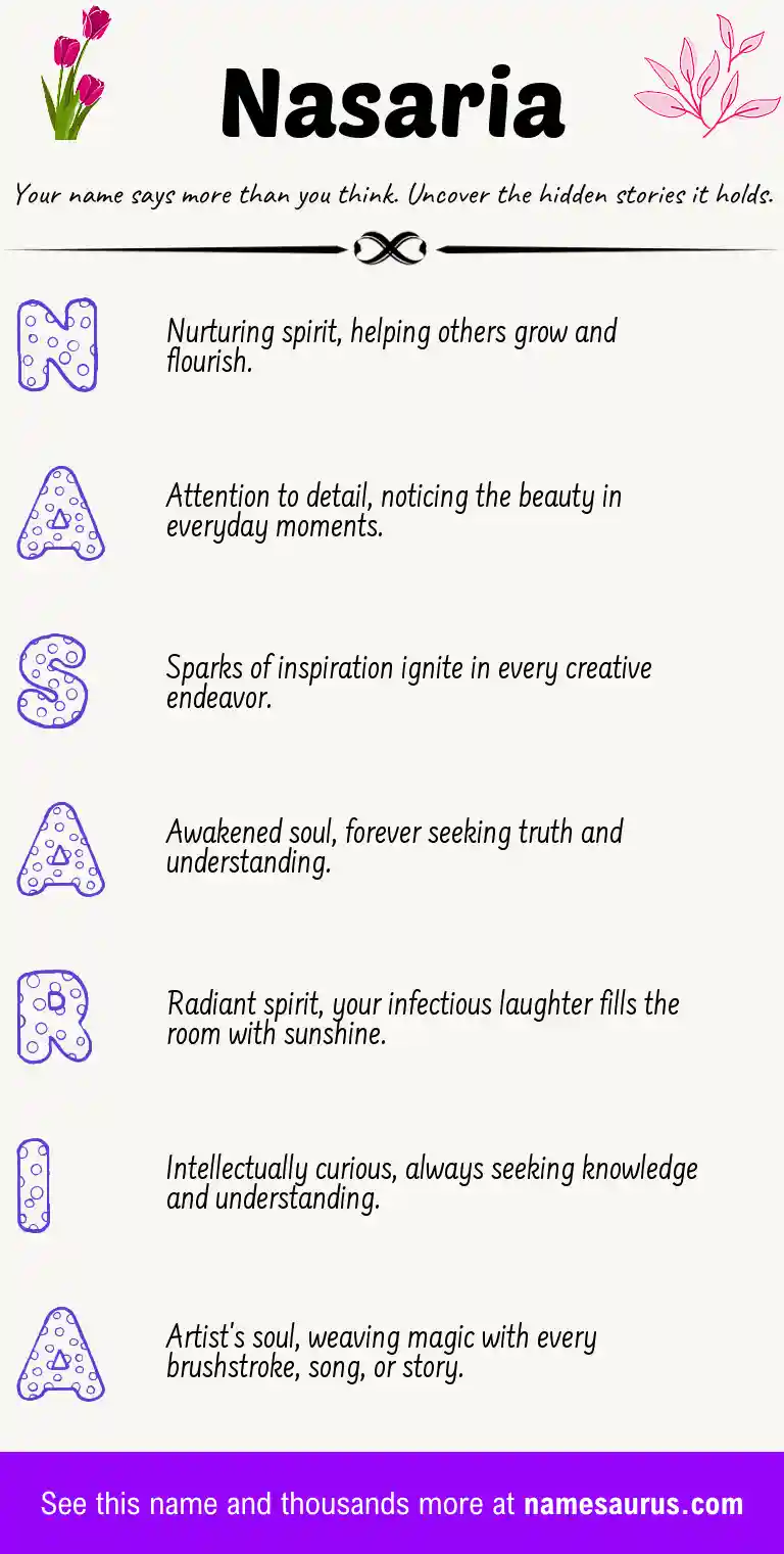 Acrostic poem about Nasaria.