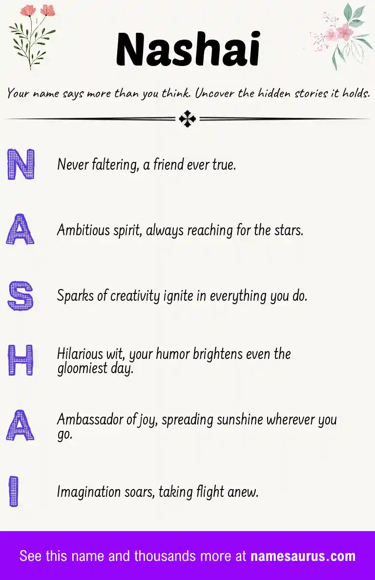 Acrostic poem about Nashai.