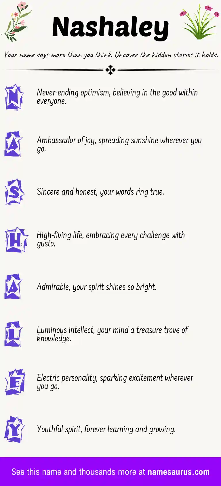 Acrostic poem about Nashaley.