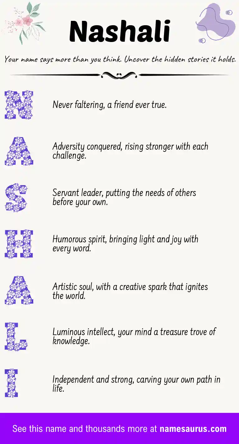 Acrostic poem about Nashali.