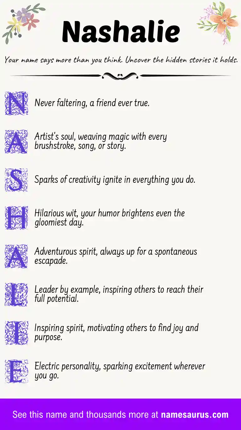 Acrostic poem about Nashalie.