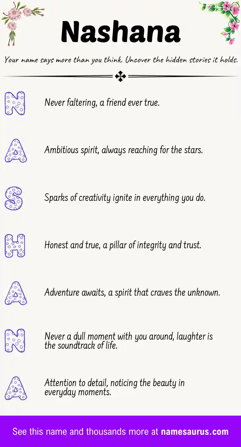 Acrostic poem about Nashana.