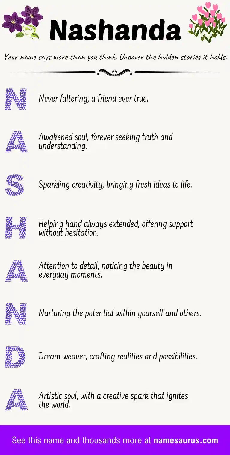 Acrostic poem about Nashanda.