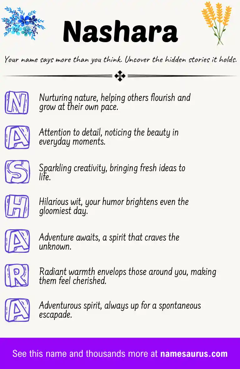 Acrostic poem about Nashara.