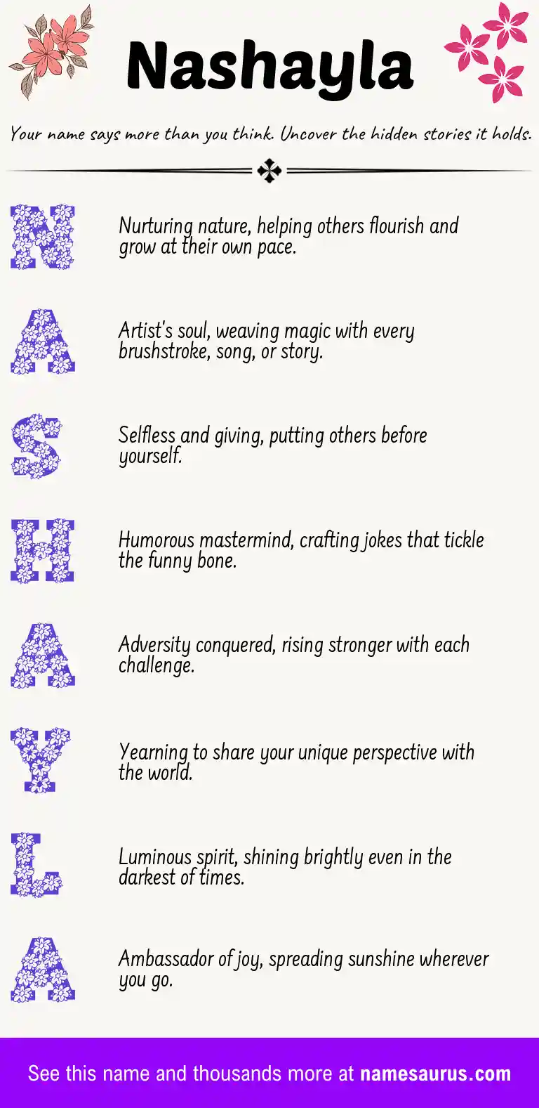 Acrostic poem about Nashayla.