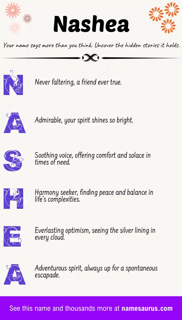 Acrostic poem about Nashea.
