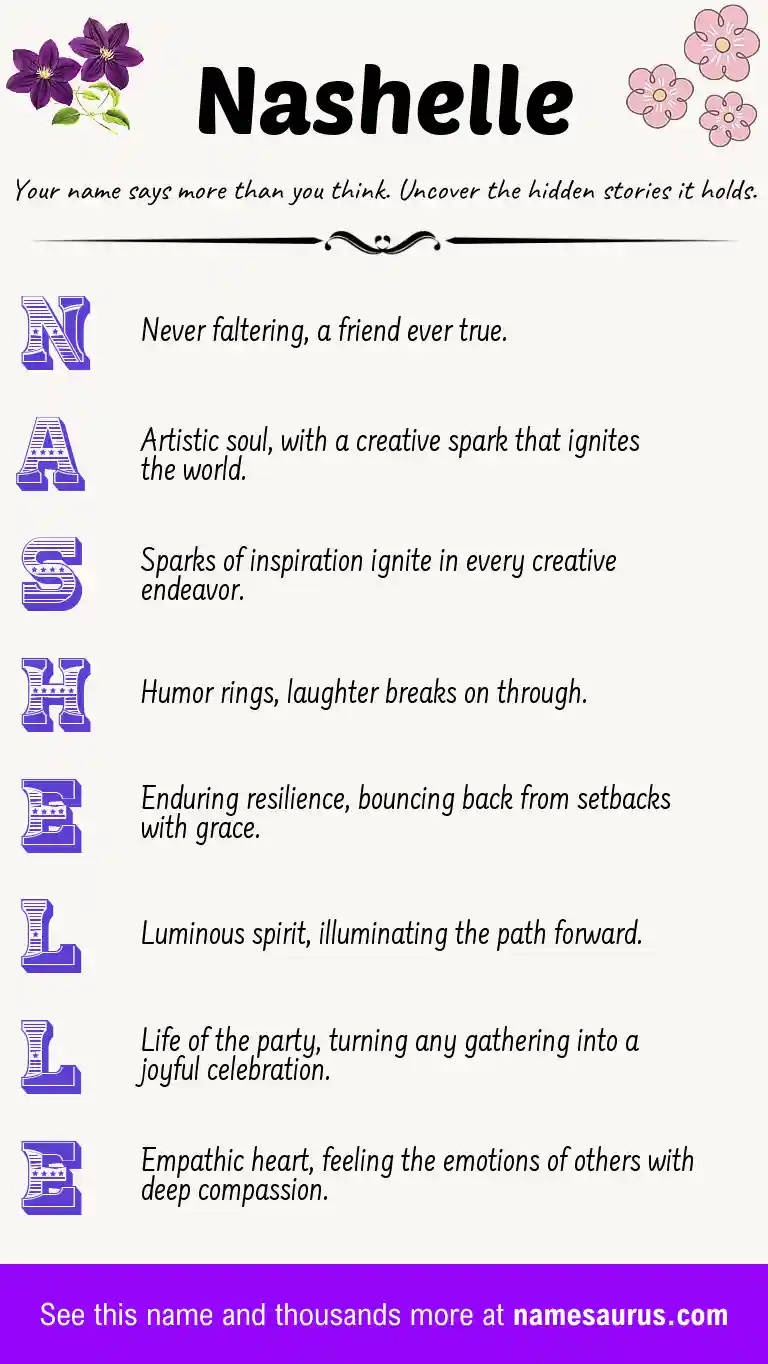 Acrostic poem about Nashelle.