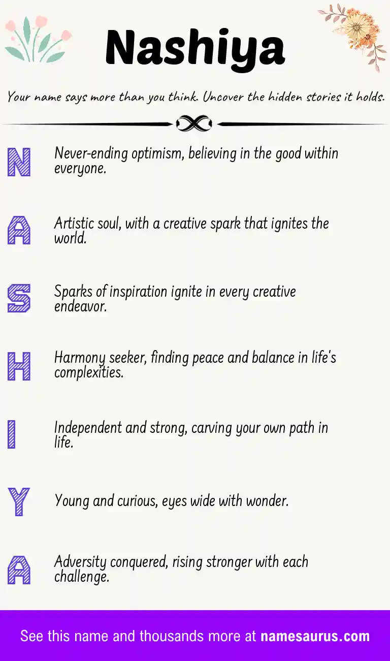 Acrostic poem about Nashiya.